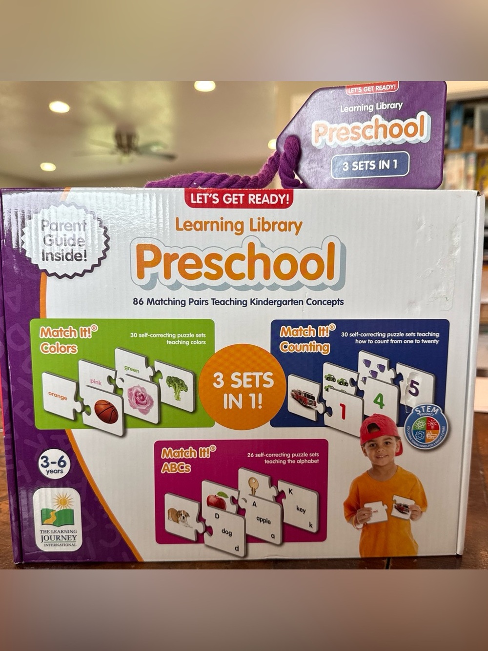 USED ONCE-NEW  Learning Library Preschool 3-in-1 Matching Puzzle Set - Purple